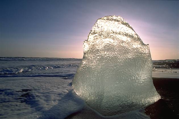 Block of ice in sun