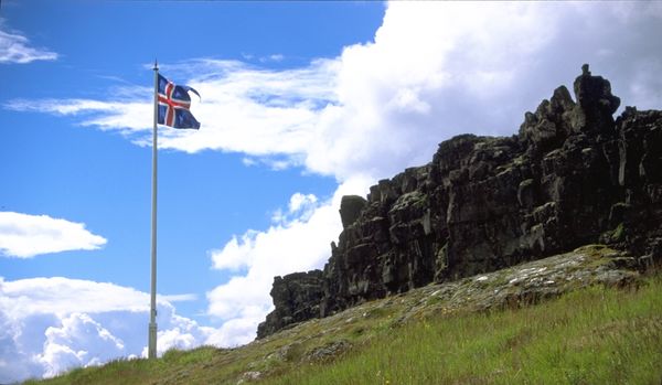 Flag at Þingvellir